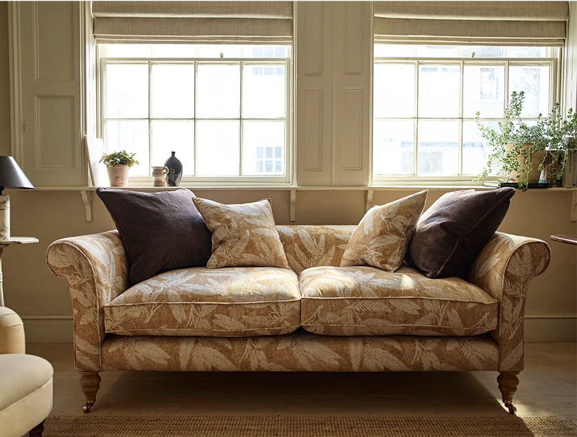 1 Otley 3 Seater Sofa in RHS Botanicals Palm Leaf Corn